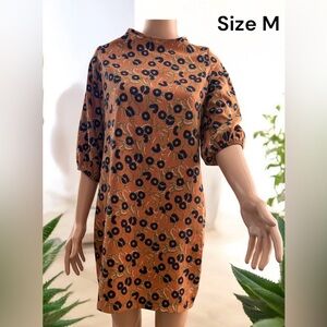 Floral Patterned Dress with Puff Sleeves